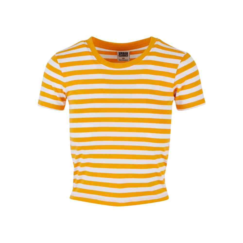 Urban Classics - Short Striped Crop top - Wit/Oranje